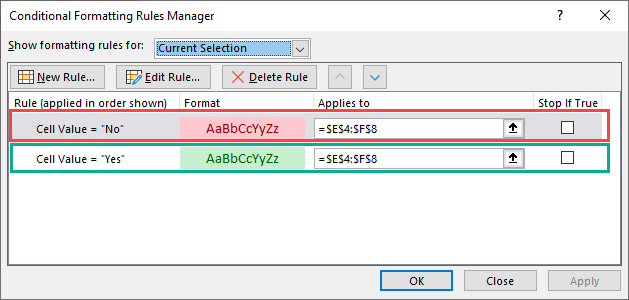 Conditional format Both