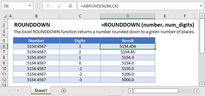 ROUNDDOWN Formula Main