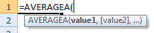 averagea formula syntax