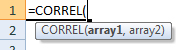 correl formula syntax
