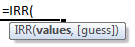 irr formula syntax