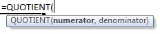 quotient formula syntax