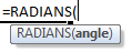 radians formula syntax