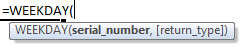 weekday formula syntax
