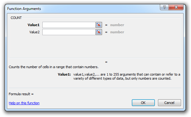 how to use the count function in excel