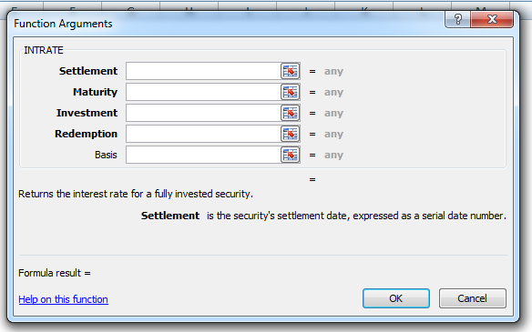 how to use the intrate function in excel