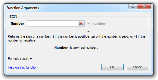 how to use the sign function in excel