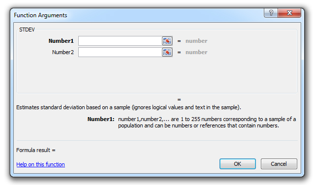 how to use the stdev function in excel