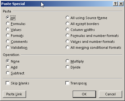 paste special vba