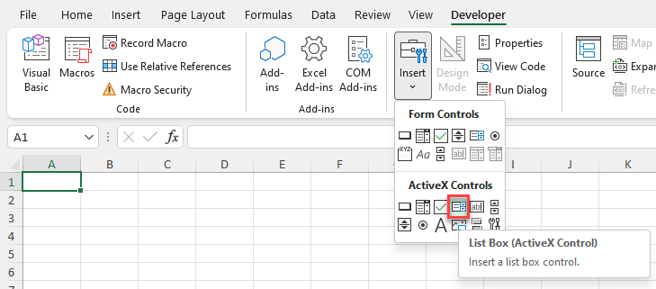 Vba Insert Listbox