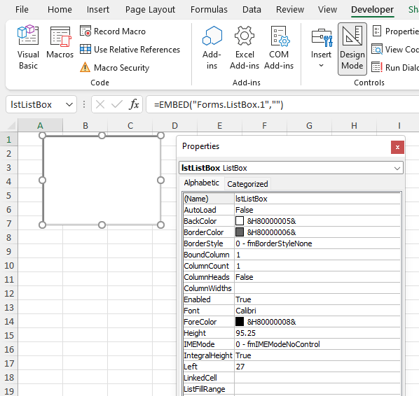 Vba Listbox Properties