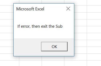 vba on error exit sub