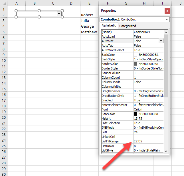 vba populate combobox from cells range