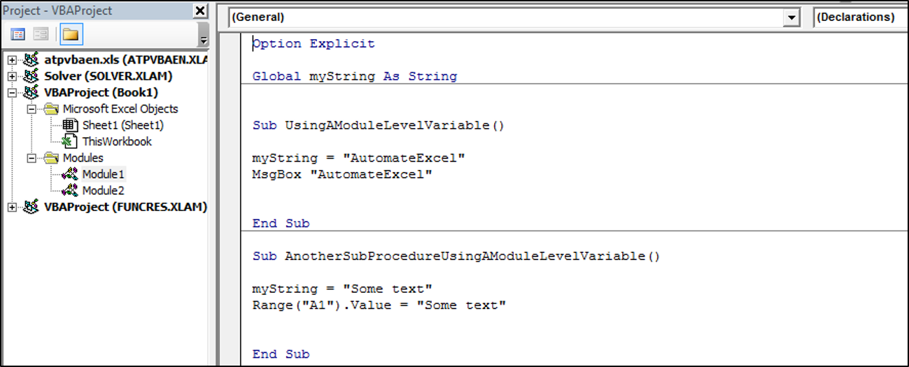 Declaring a Global Level Variable