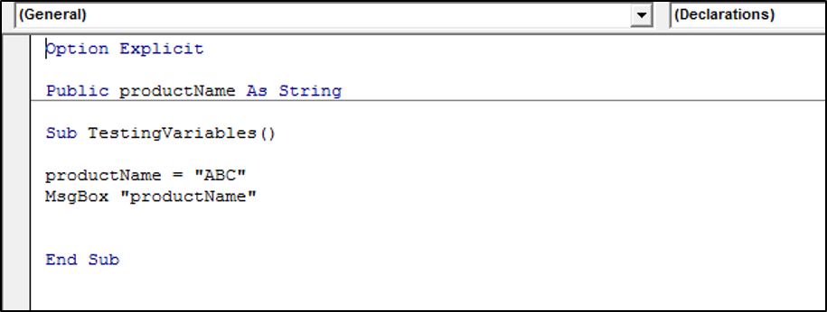 Declaring a Public Variable