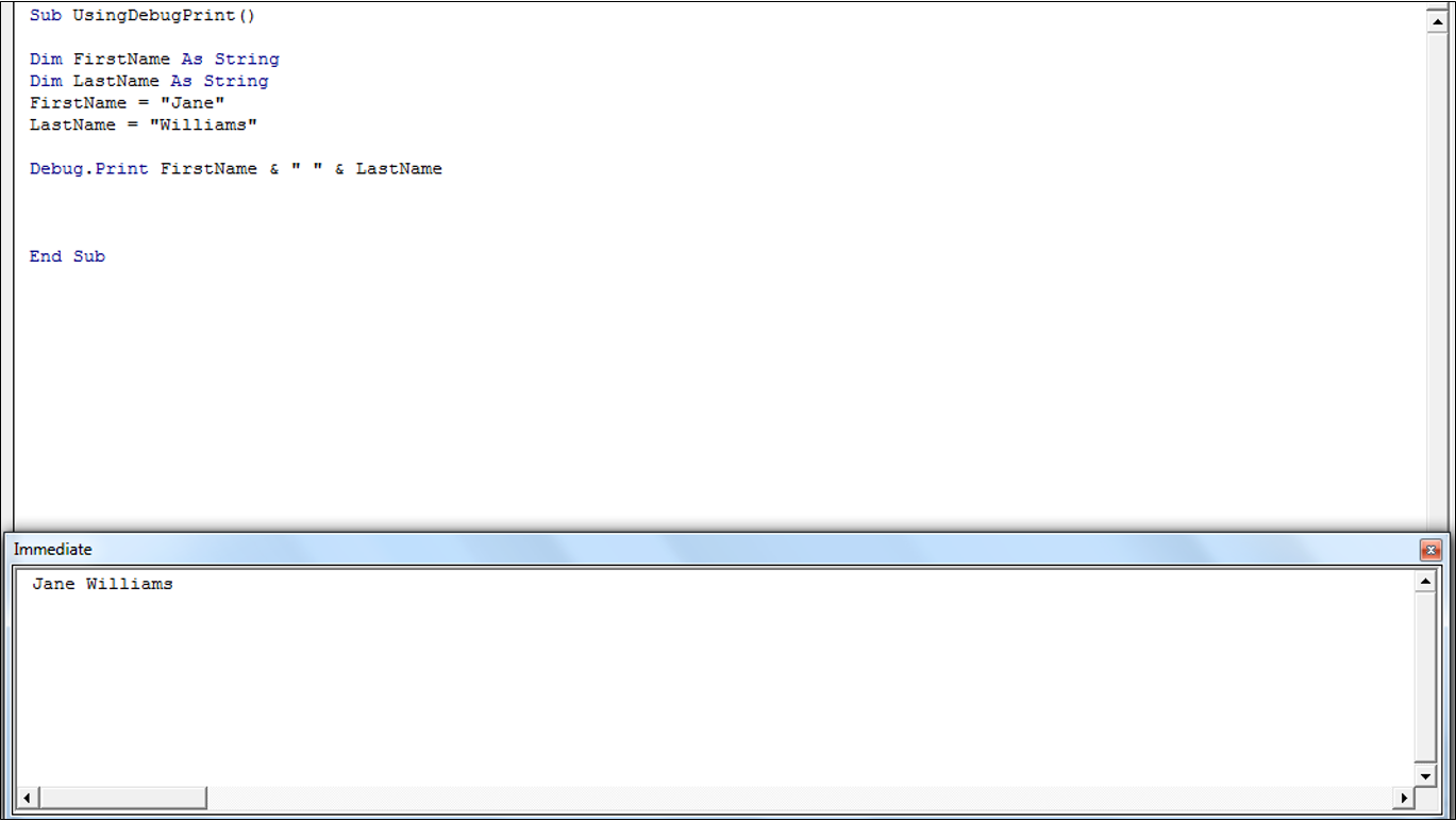 Using Debug.Print to Display Results in VBA