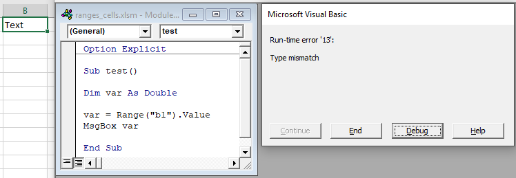 get cell value assign variable