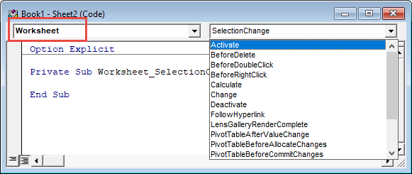 vba worksheet events