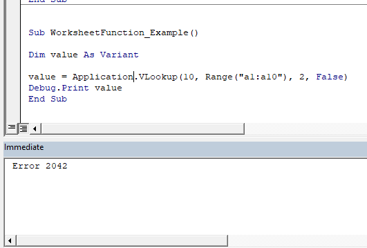 vba worksheetfunction error