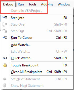 vba compile vbaproject