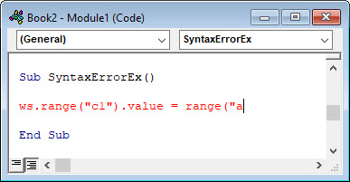 vba syntax error example