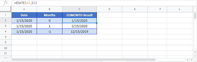 EDATE Google Sheet