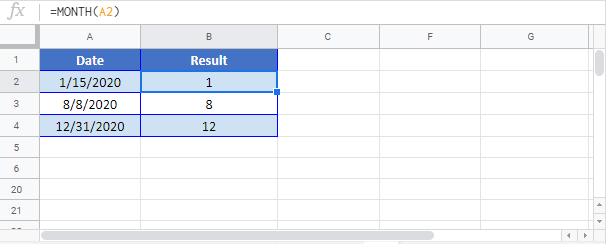 Month google sheet