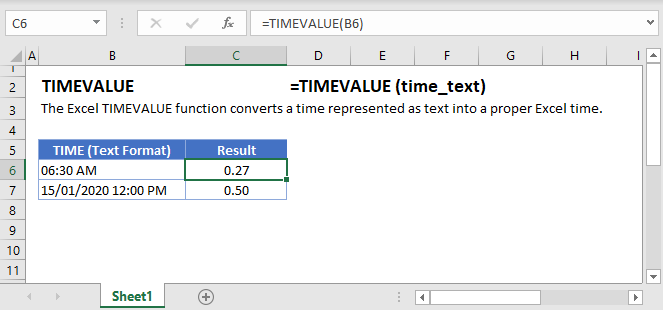 TIMEVALUE Main Function