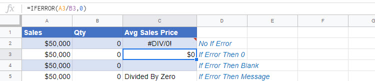 iferror function google sheets