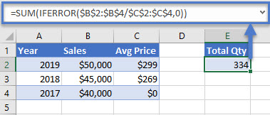 iferror array function excel