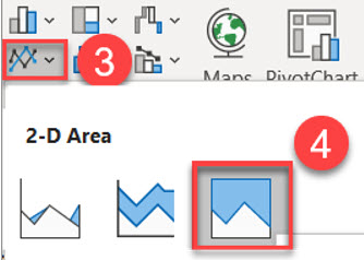 100% Stacked Area Chart Steps