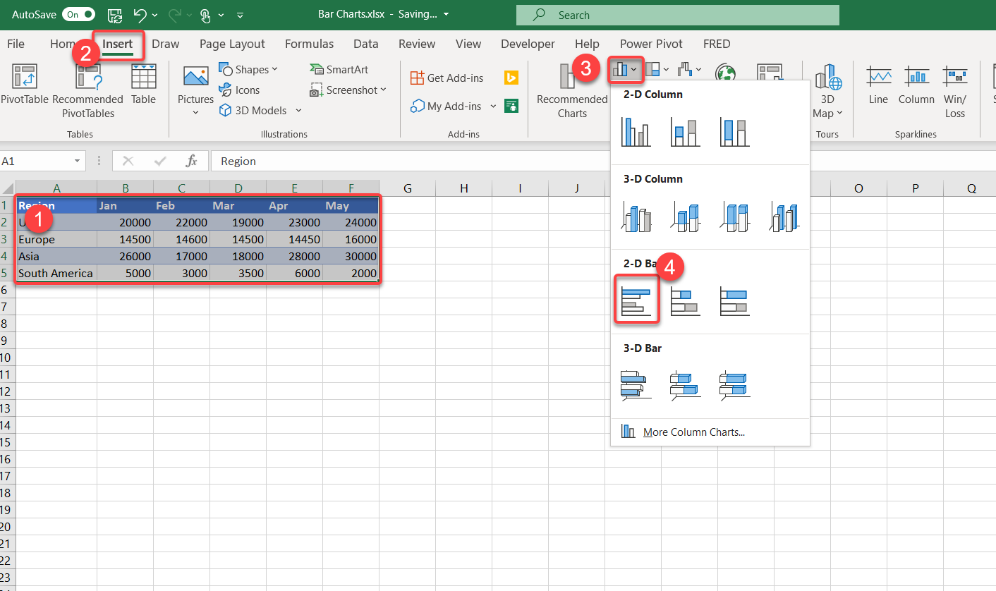 Clustered Bar Chart Steps