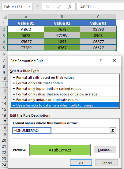 ISNUMBER Data Validation