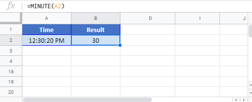 Minute Google Sheet