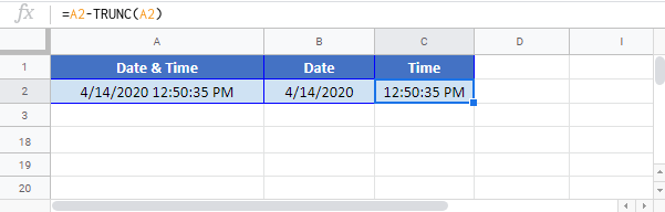 Split Date Time Google