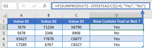 Sumproduct ISTEXT