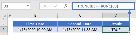 Two Dates with Times Trunc