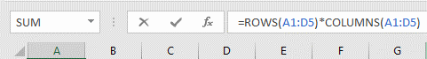 total cells in a range excel 1