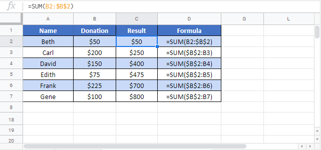 Calculate a Running Total G