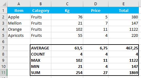 Vba SUBTOTAL function