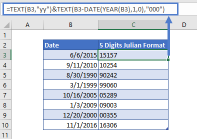 Convert Date to 5 digits Julian Format