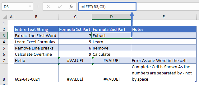 Extract First Word 2nd Part of Formula