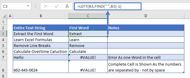 Extract First Word Formula