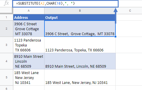 Remove Line Breaks in Google Sheets