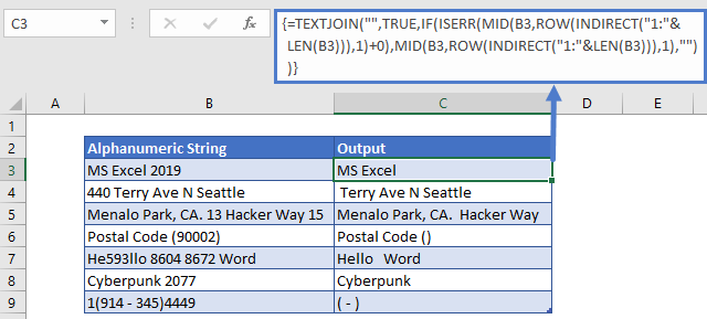 Remove Numbers from Text Array Formula