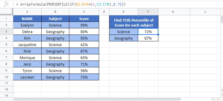 PERCENTILE IF