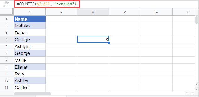 count if not equal to text google sheets 2