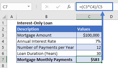 Interest-only Payment example result