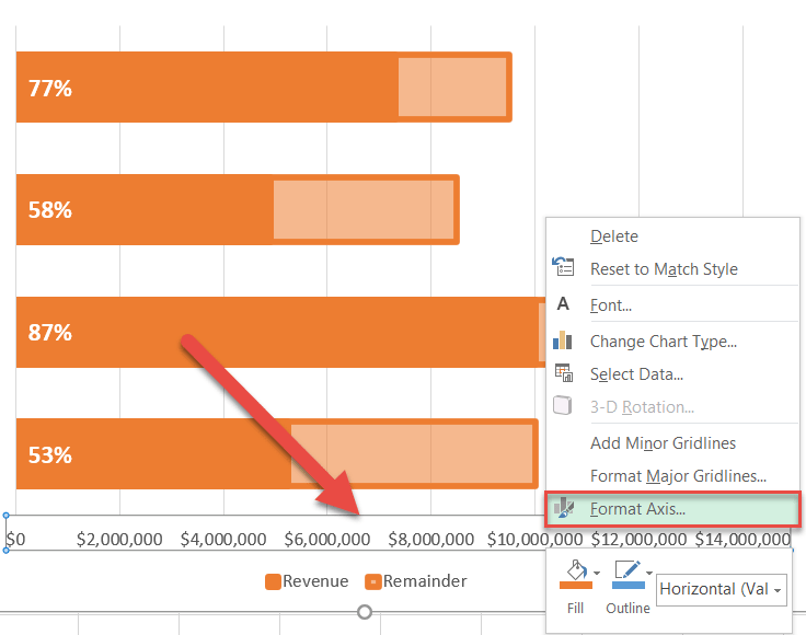 Open the Format Axis task pane