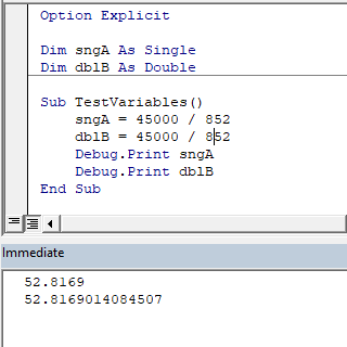 vba double single